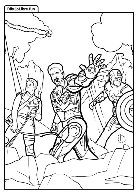 Iron Man con Los Vengadores para colorear