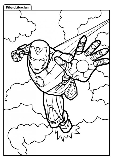 Imagen para colorear de Iron Man volando