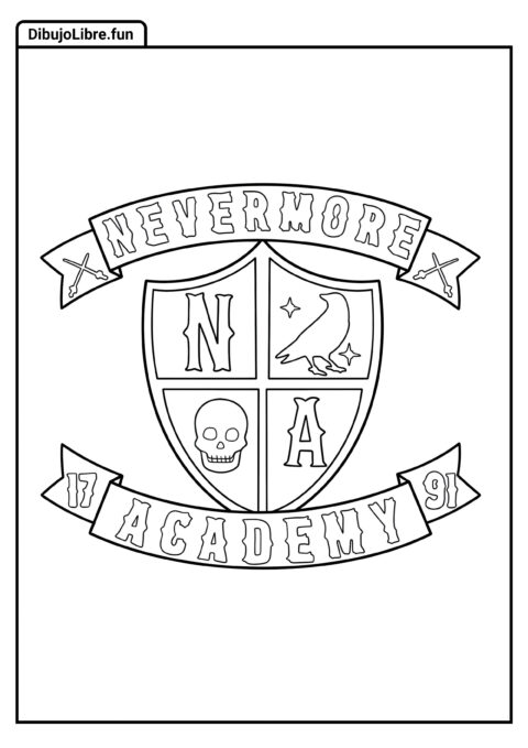 Página para Colorear del Logotipo de la Academia Nevermore