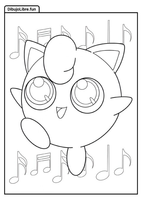 Jigglypuff Con Notas Musicales Para Colorear