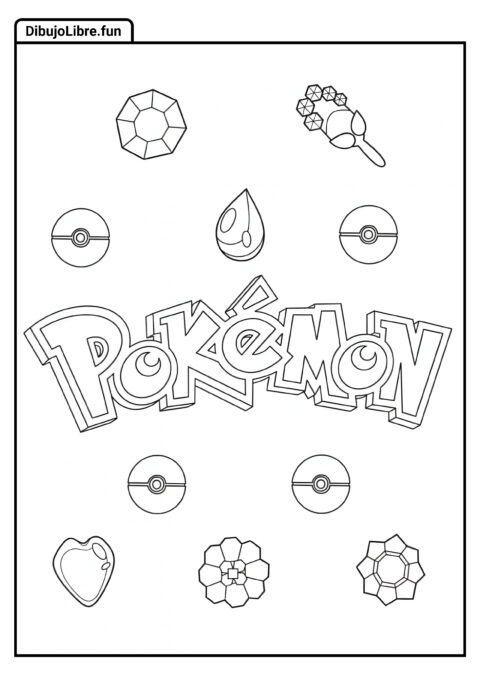 Hoja Para Colorear Del Logo De Pokémon Con Insignias