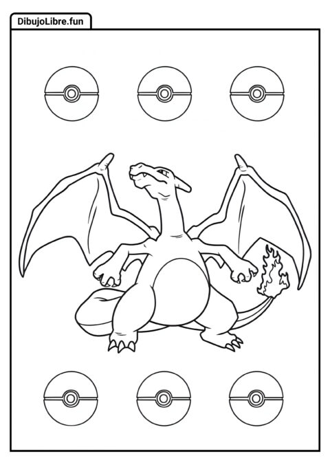 Charizard Pokémon Simple Para Colorear