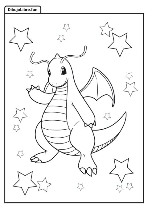 Lindo Dragonite Pokémon Para Colorear