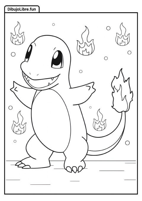 Charmander Juguetón Para Colorear