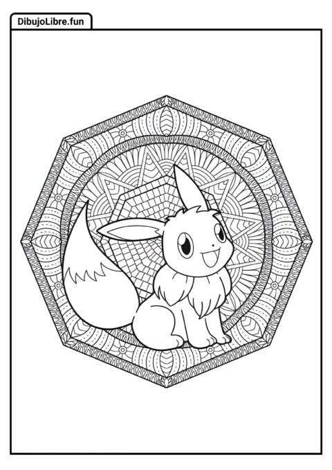 Eevee Dentro De Mandala Octagonal