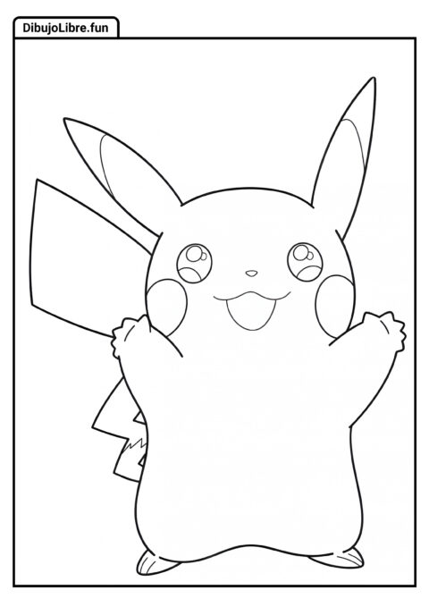 Contorno Simple De Pikachu Para Niños Para Colorear