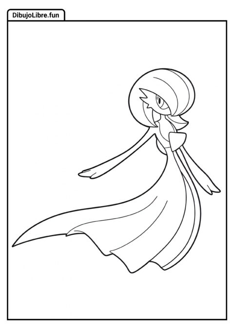 Contorno Simple De Gardevoir Para Niños Para Colorear