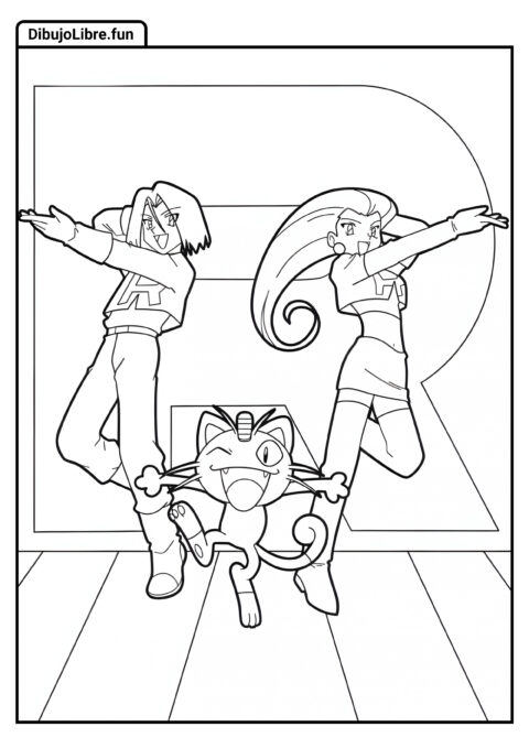 Página Para Colorear De Jessie, James Y Meowth Del Equipo Rocket