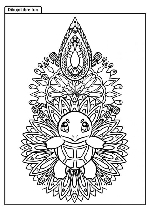 Hoja Para Colorear De Mandala De Squirtle Para Niños