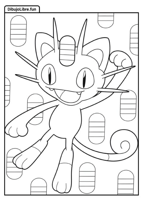 Meowth Con La Pata Arriba Página Para Colorear