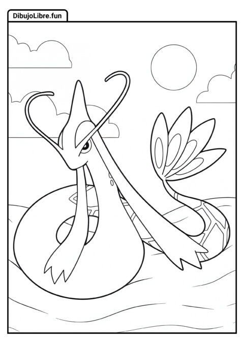 Milotic Viajando Por El Mar Para Colorear