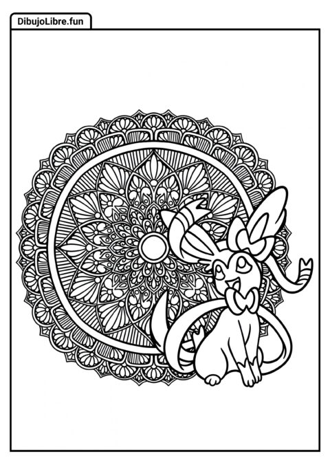 Hoja Para Colorear De Mandala De Sylveon Pokémon