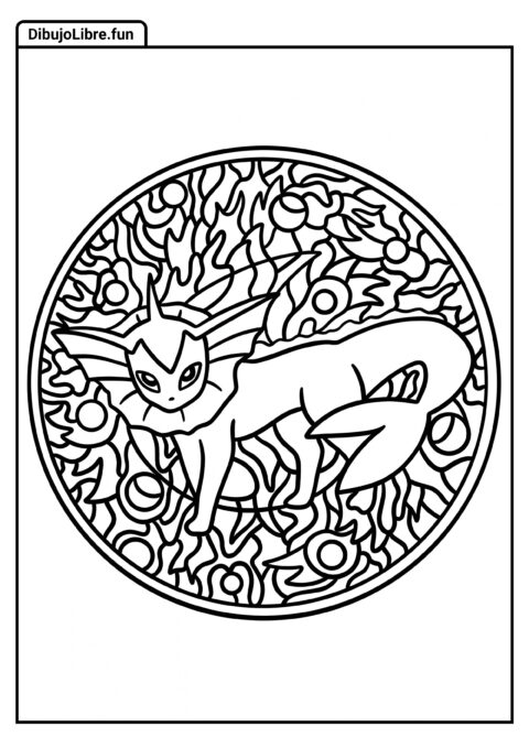 Hoja Para Colorear De Mandala De Vaporeon Para Niños