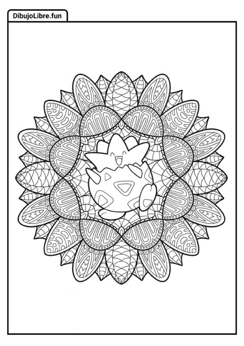 Hoja Para Colorear De Mandala De Togepi Flor