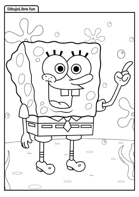 Página de Colorear Fácil de Bob Esponja para Niños