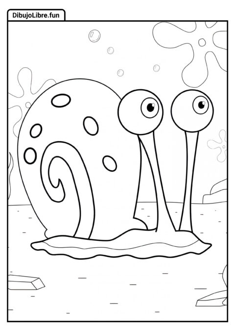 Dibujo para Colorear de Gary el Caracol para Niños