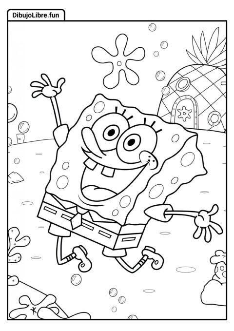 Página de Colorear de Bob Esponja Feliz