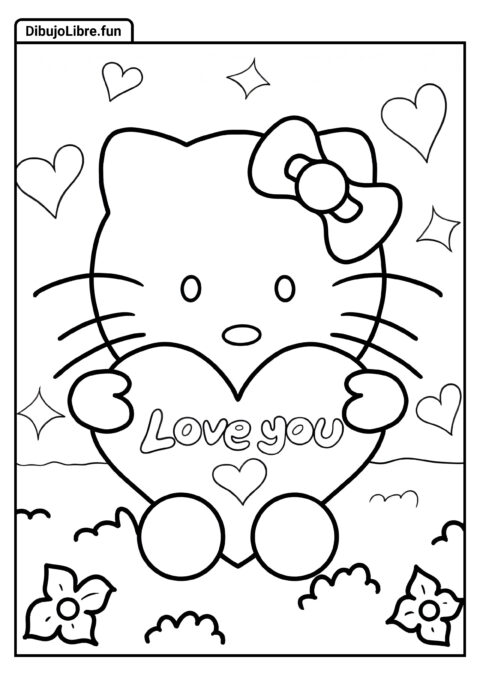 Hello Kitty Sosteniendo Corazón I Love You