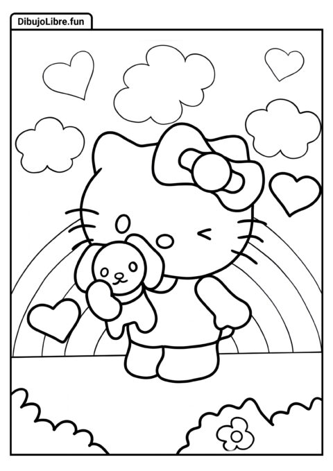 Hoja para Colorear de Hello Kitty Guiñando