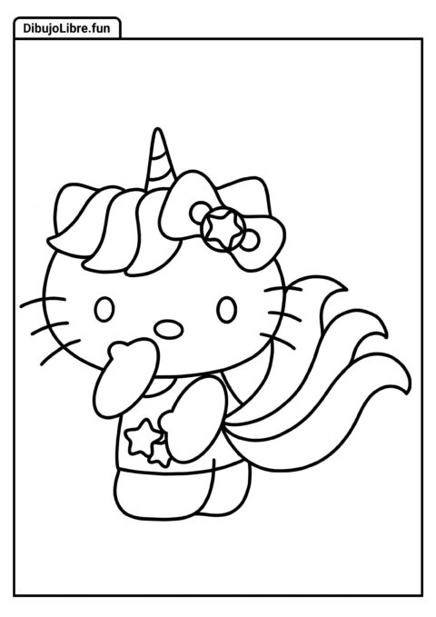 Hello Kitty Unicornio Kawaii para Colorear para Niños