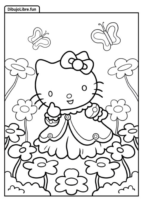 Princesa Hello Kitty en Campo de Flores