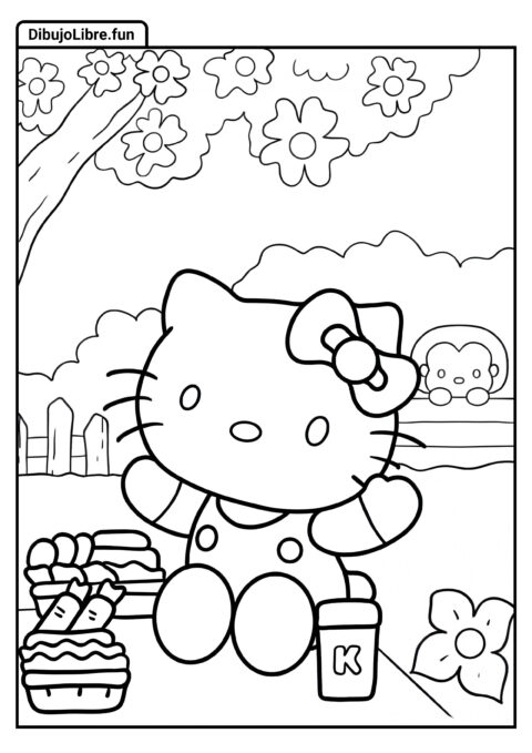 Hello Kitty Disfrutando de un Picnic