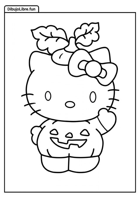 Hello Kitty Calabaza de Halloween para Colorear