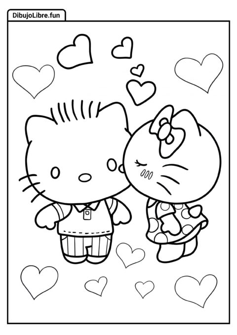 Hello Kitty Besando a Dear Daniel en la Mejilla