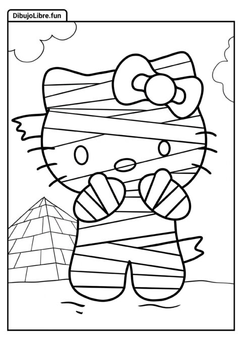 Hello Kitty Momia para Colorear para Niños