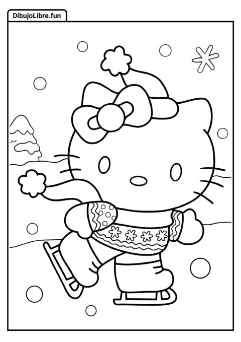 Hello Kitty Patinando sobre Hielo en Invierno