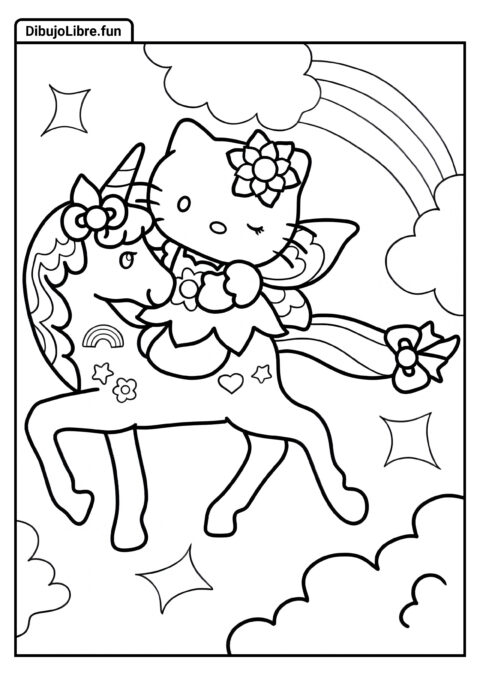 Hello Kitty Montando Unicornio