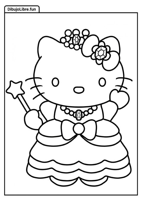 Princesa Hello Kitty para Colorear para Niños