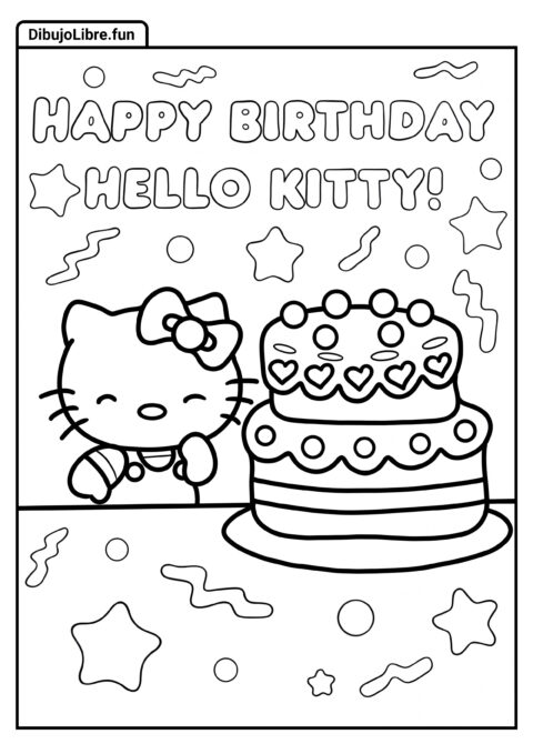 Feliz Cumpleaños Hello Kitty con Pastel