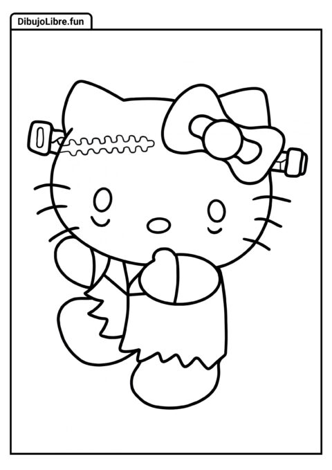 Hello Kitty Frankenstein para Colorear