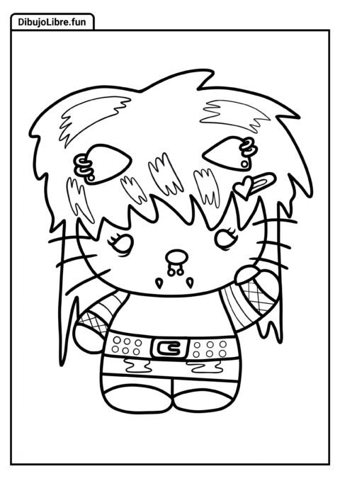Página para Colorear de Hello Kitty Gótica
